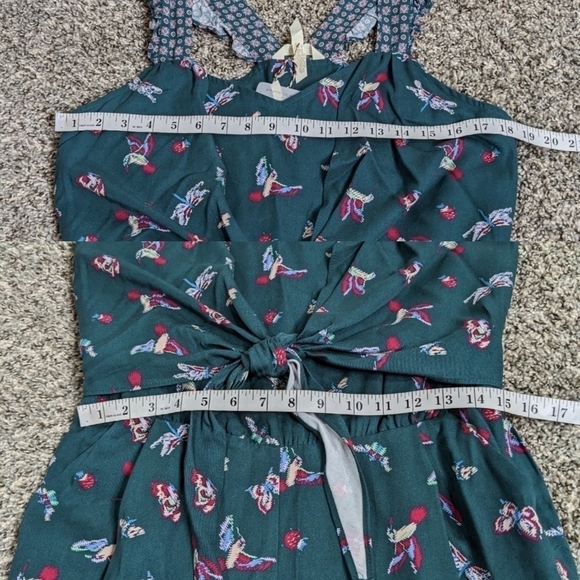 NWT Matilda Jane green butterfly & hummingbird ruffle strap tie waist jumpsuit M - Picture 9 of 12